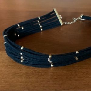 10 Layer Black Velvet & Gold Choker
